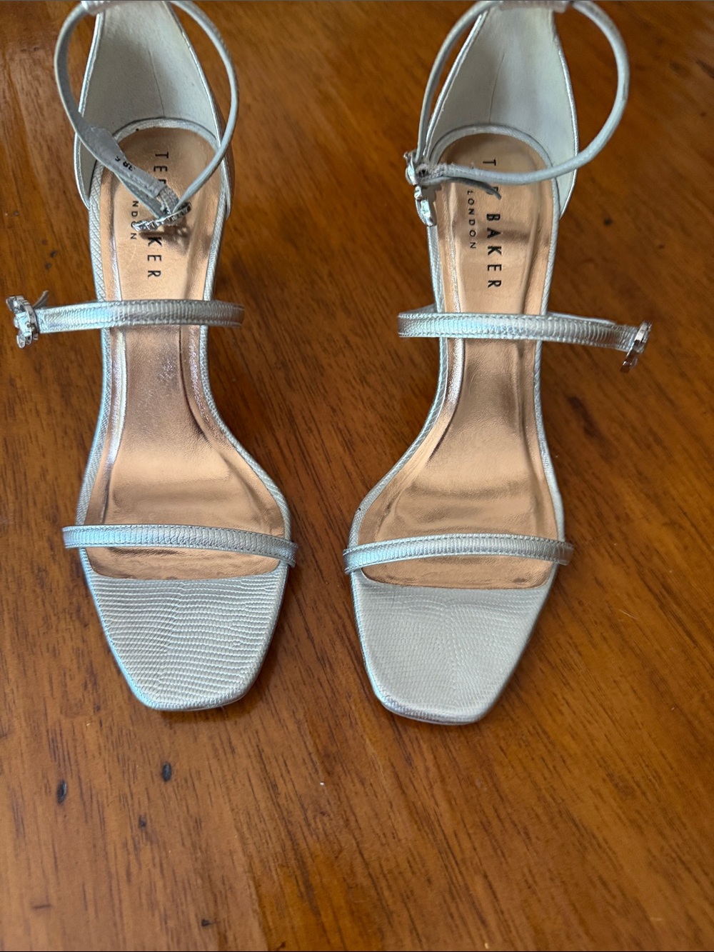 Ted Baker London Metallic Silver Strappy Heel Sandal